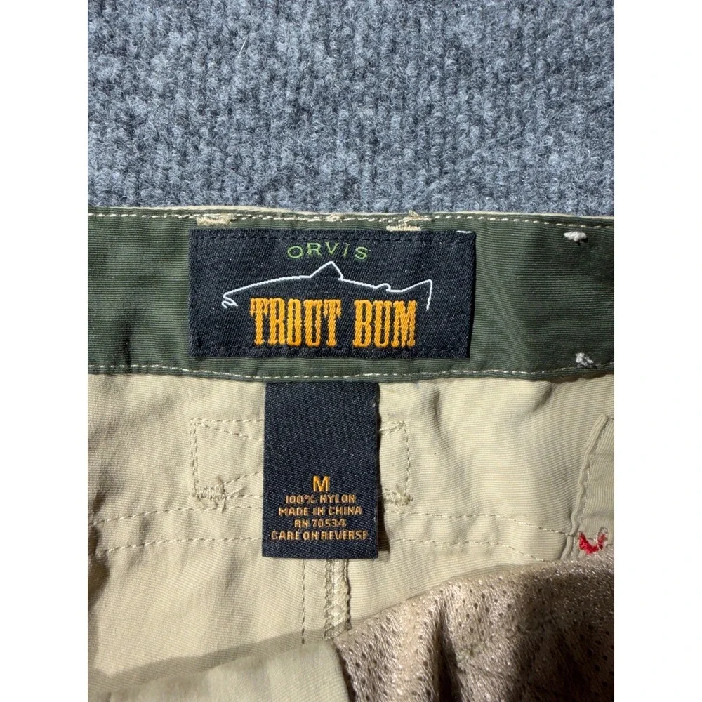 Orvis Trout Bum Mens Medium Khaki Nylon Hiking Fishing PantsIntegrated Belt34x30